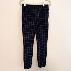 Express Mid-Rise Ankle Pants, Navy Plaid Multicolor, Size 4
